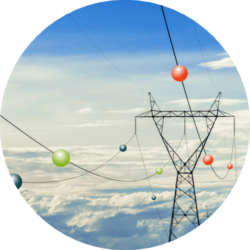 Image de pilône avec boules aux couleurs d'élecocité