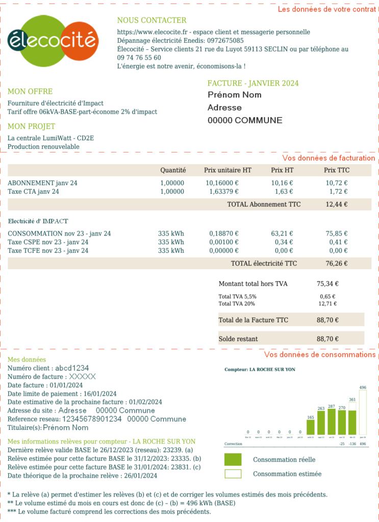 Facture élecocité
